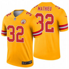 Men's Kansas City Chiefs #32 Tyrann Mathieu Gold Inverted Legend Stitched Jersey 