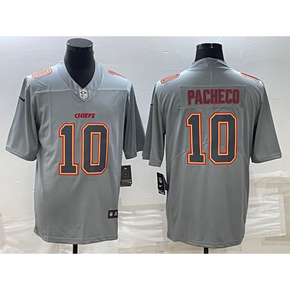 Men's Kansas City Chiefs #10 Isiah Pacheco Gray Atmosphere Fashion Stitched Jersey 