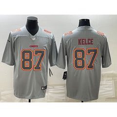 Men's Kansas City Chiefs #87 Travis Kelce Gray Atmosphere Fashion Stitched Jersey 