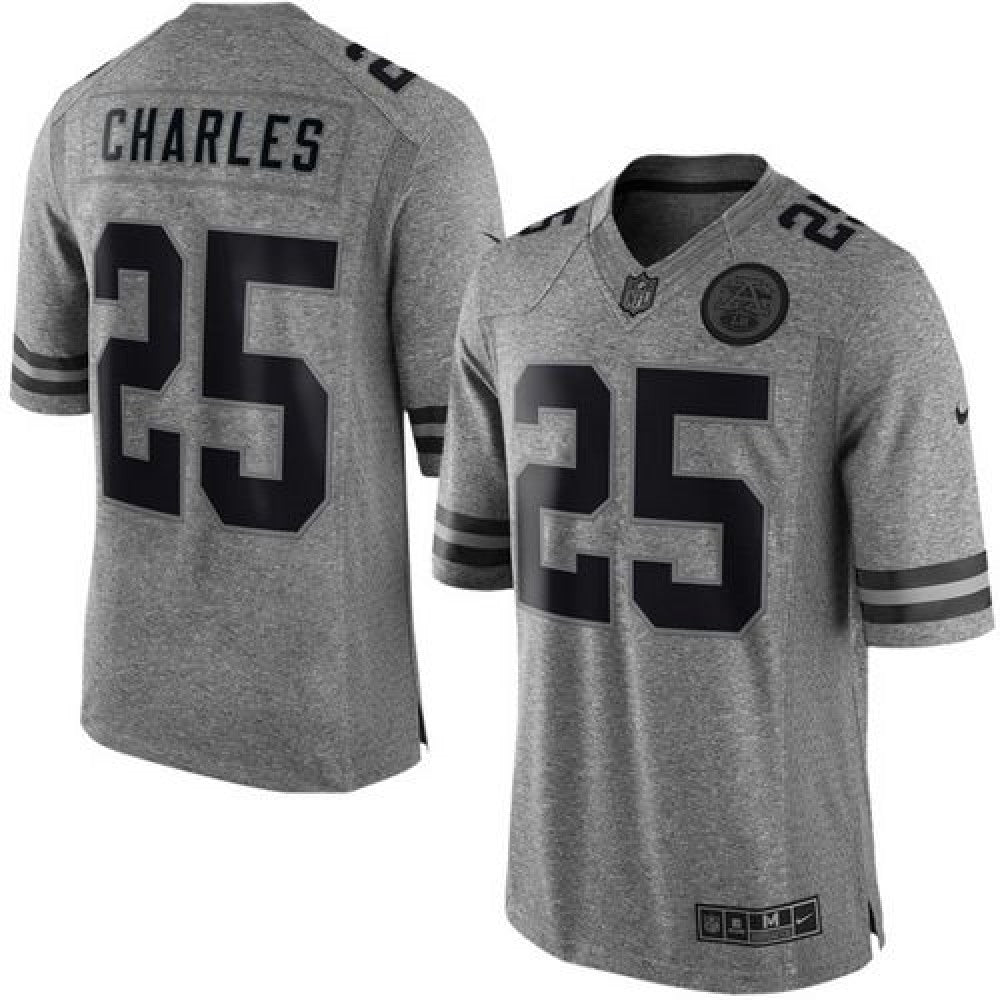 Chiefs #25 Jamaal Charles Gray Men's Stitched NFL Limited Gridiron Gray Jersey 