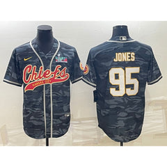 Men's Kansas City Chiefs #95 Chris Jones Grey Camo With Super Bowl LVII Patch Cool Base Stitched Baseball Jersey 
