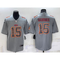 Men's Kansas City Chiefs #15 Patrick Mahomes Grey With Patch Atmosphere Fashion Stitched Jersey 
