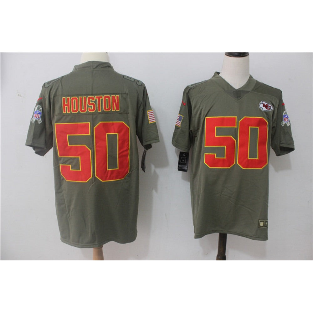 Men's Kansas City Chiefs #50 Justin Houston Olive Salute To Service Limited Stitched NFL Jersey 