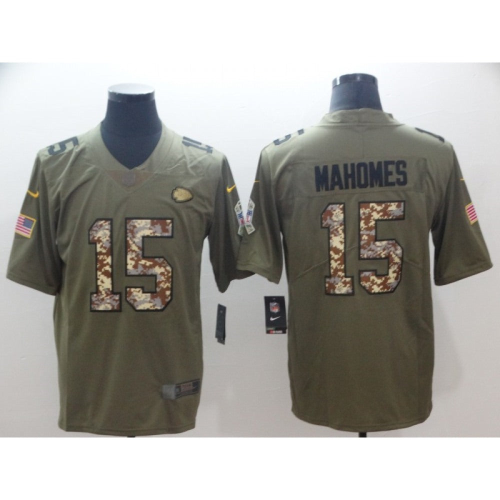 Men's Kansas City Chiefs #15 Patrick Mahomes 2017 Olive Salute to Service Limited Stitched NFL Jersey 