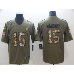 Men's Kansas City Chiefs #15 Patrick Mahomes 2017 Olive Salute to Service Limited Stitched NFL Jersey 