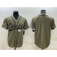 Men's Kansas City Chiefs Blank Olive Salute to Service Cool Base Stitched Baseball Jersey 
