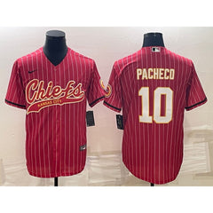 Men's Kansas City Chiefs #10 Isiah Pacheco Red With Patch Cool Base Stitched Baseball Jersey 