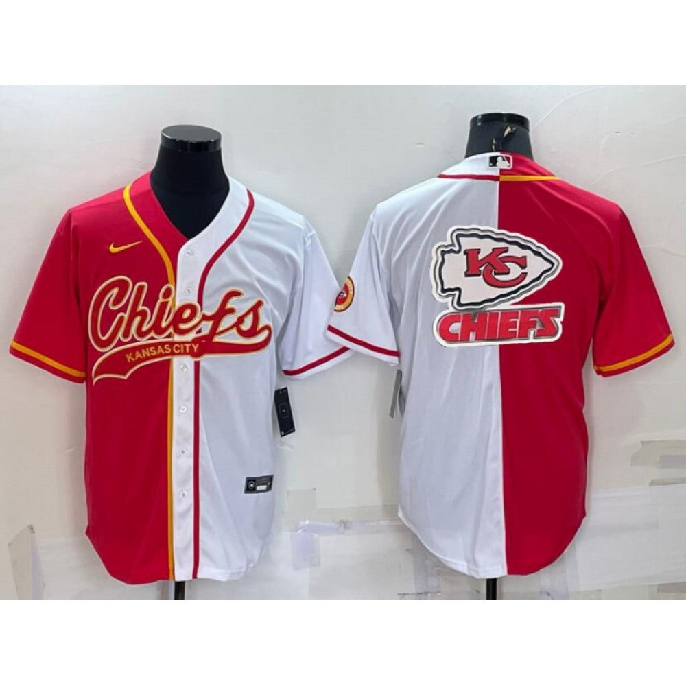 Men's Kansas City Chiefs Red/White Team Big Logo With Patch Cool Base Stitched Baseball Jersey 