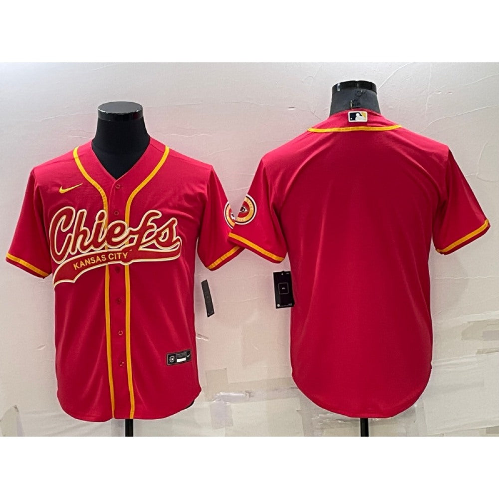 Men's Kansas City Chiefs Blank Red Cool Base Stitched Baseball Jersey 