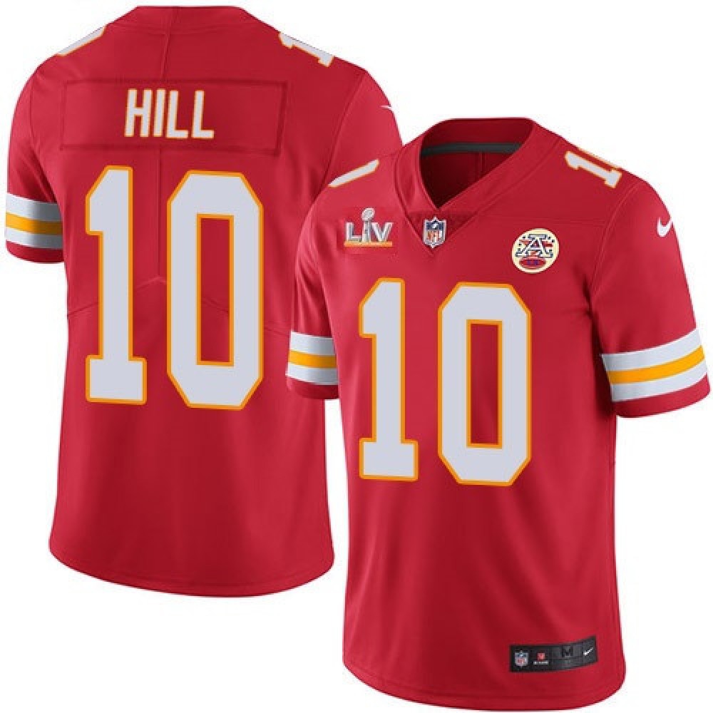Men's Kansas City Chiefs #10 Tyreek Hill Red 2021 Super Bowl LV Stitched NFL Jersey 