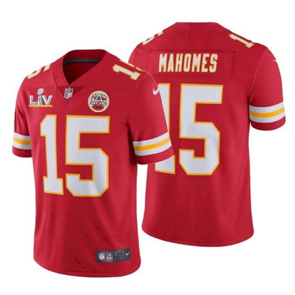 Men's Kansas City Chiefs #15 Patrick Mahomes Red 2021 Super Bowl LV Stitched NFL Jersey 
