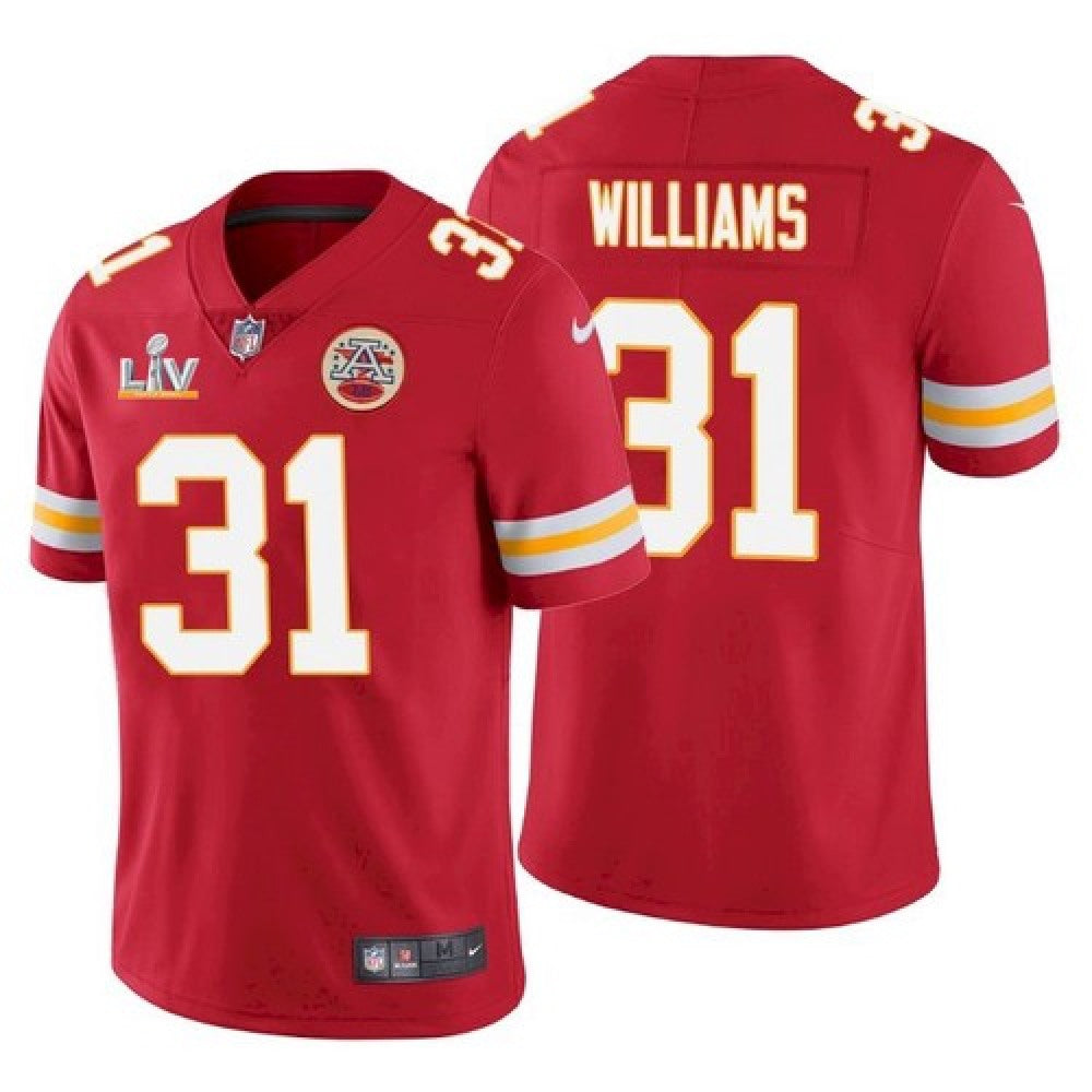 Men's Kansas City Chiefs #31 Darrel Williams Red 2021 Super Bowl LV Stitched NFL Jersey 