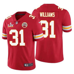 Men's Kansas City Chiefs #31 Darrel Williams Red 2021 Super Bowl LV Stitched NFL Jersey 