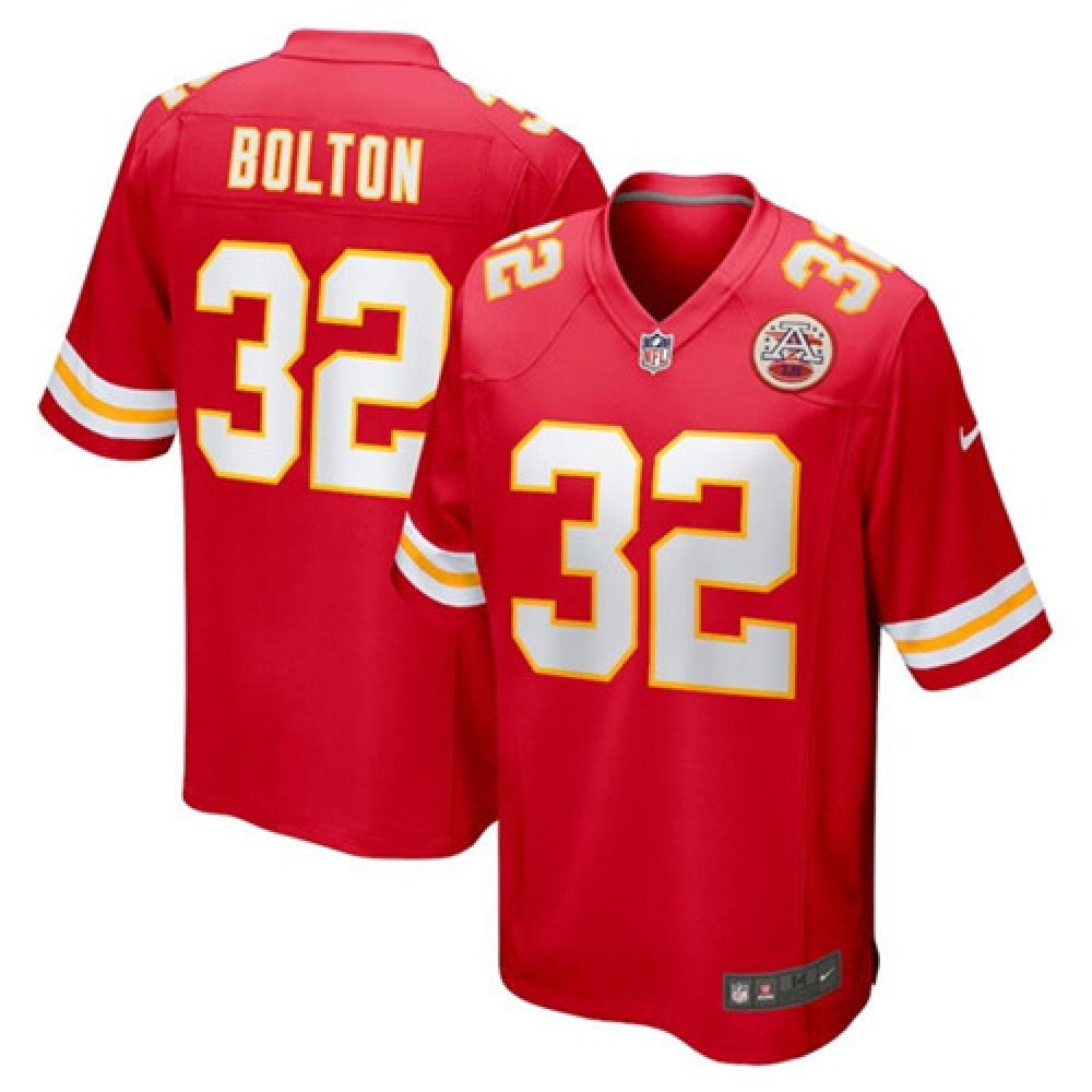 Men's Kansas City Chiefs #32 Nick Bolton Red Stitched Football Jersey 