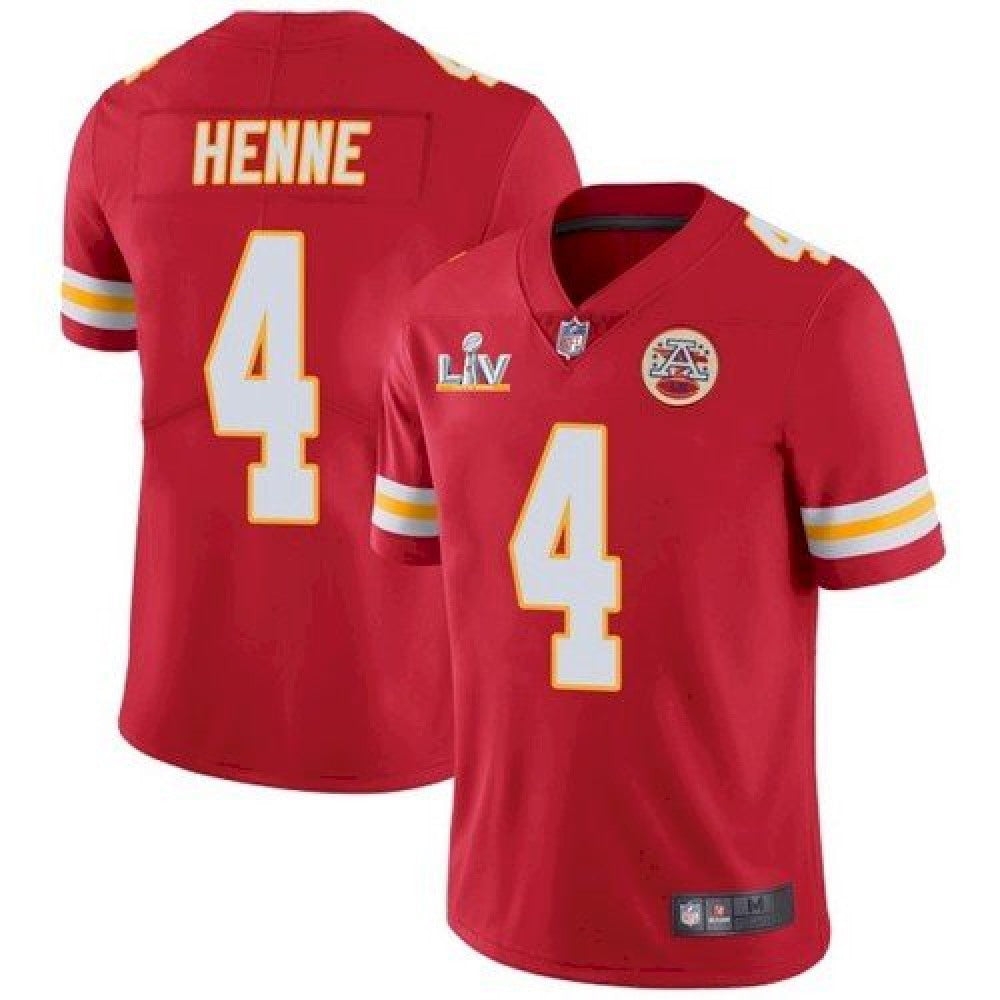 Men's Kansas City Chiefs #4 Chad Henne Red 2021 Super Bowl LV Stitched NFL Jersey 