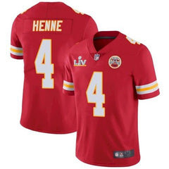 Men's Kansas City Chiefs #4 Chad Henne Red 2021 Super Bowl LV Stitched NFL Jersey 