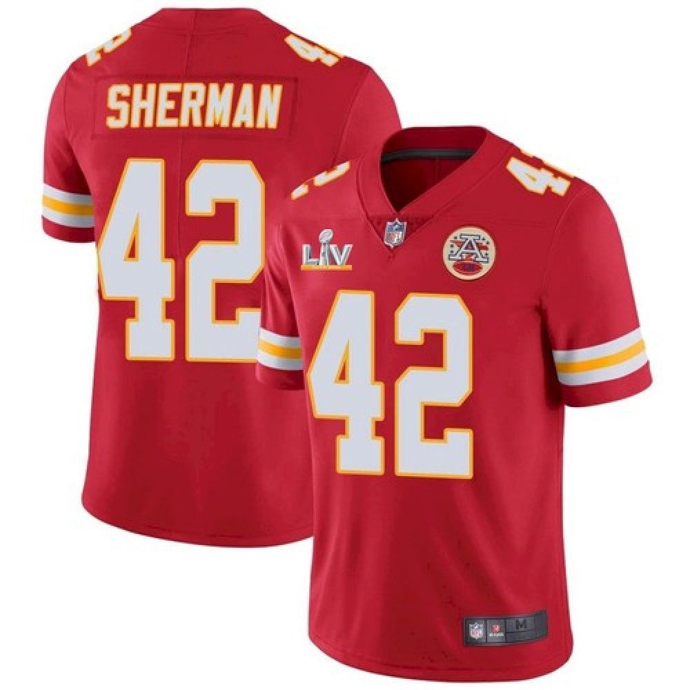 Men's Kansas City Chiefs #42 Anthony Sherman Red 2021 Super Bowl LV Stitched NFL Jersey 