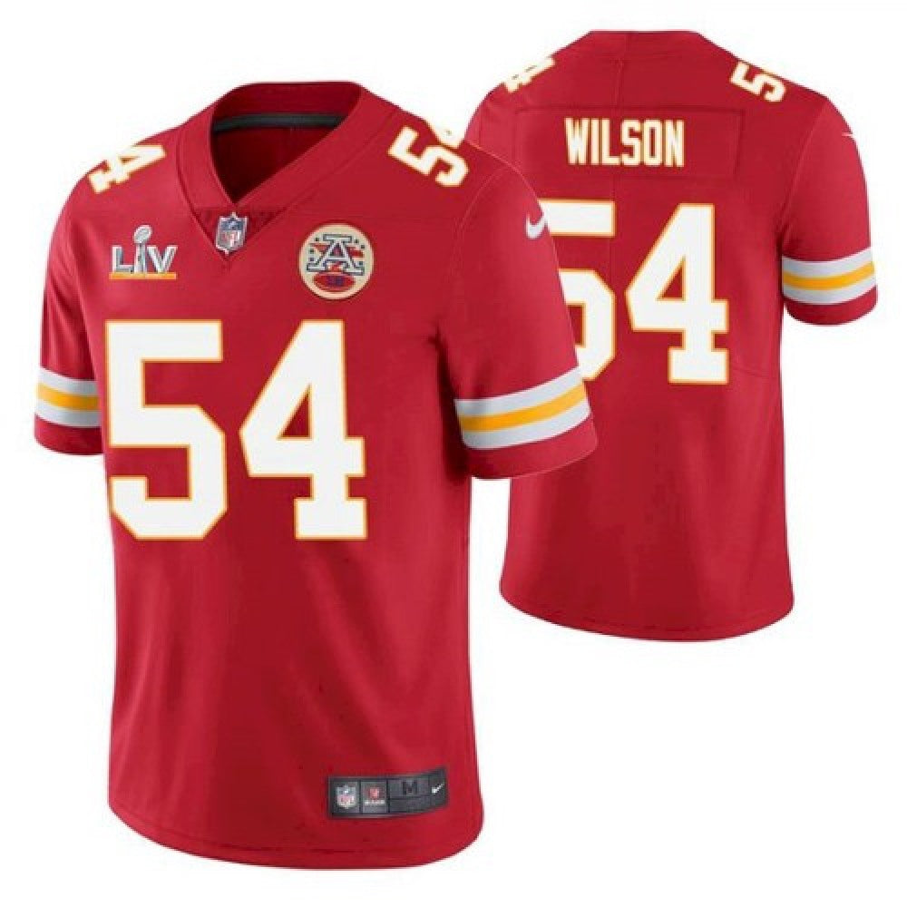 Men's Kansas City Chiefs #54 Damien Wilson Red 2021 Super Bowl LV Stitched NFL Jersey 