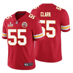 Men's Kansas City Chiefs #55 Frank Clark Red 2021 Super Bowl LV Stitched NFL Jersey 