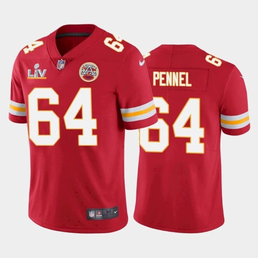 Men's Kansas City Chiefs #64 Mike Pennel Red 2021 Super Bowl LV Stitched NFL Jersey 