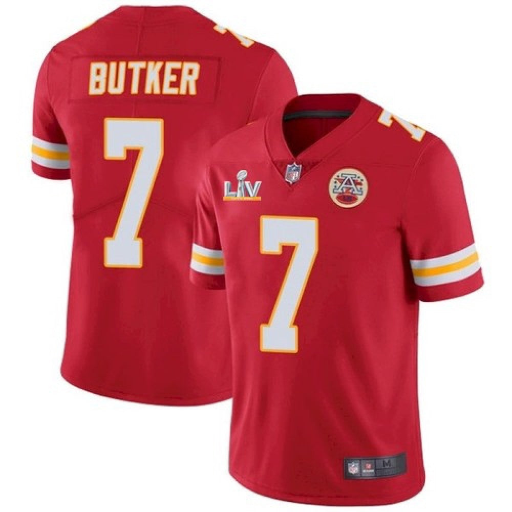 Men's Kansas City Chiefs #7 Harrison Butker Red 2021 Super Bowl LV Stitched NFL Jersey 