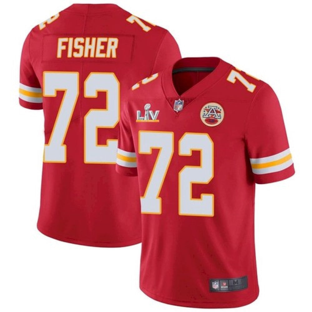 Men's Kansas City Chiefs #72 Eric Fisher Red 2021 Super Bowl LV Stitched NFL Jersey 