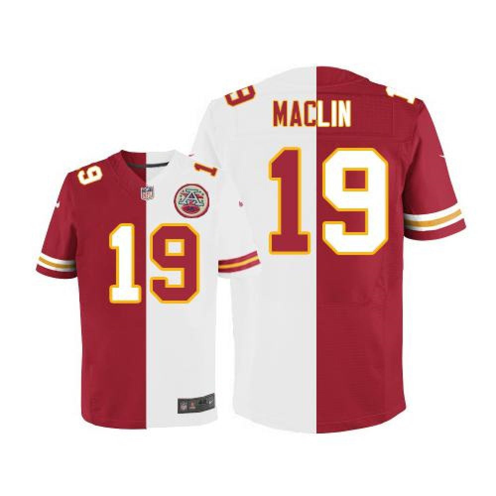 Chiefs #19 Jeremy Maclin Red/White Men's Stitched NFL Elite Split Jersey 