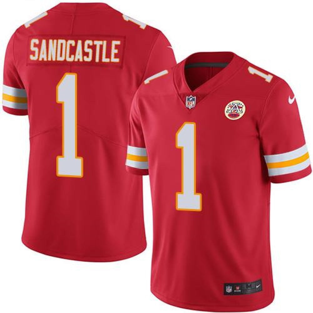 Chiefs #1 Leon Sandcastle Red Men's Stitched NFL Limited Rush Jersey 