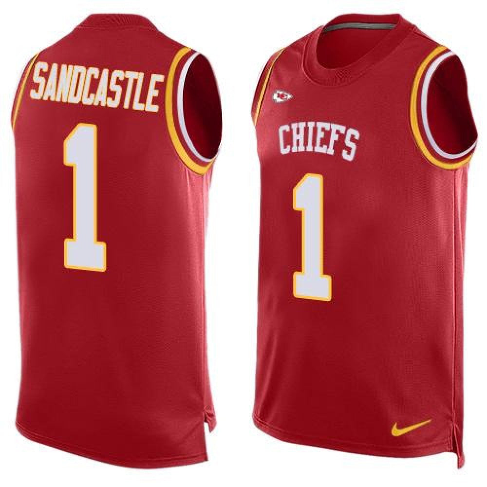 Chiefs #1 Leon Sandcastle Red Team Color Men's Stitched NFL Limited Tank Top Jersey 