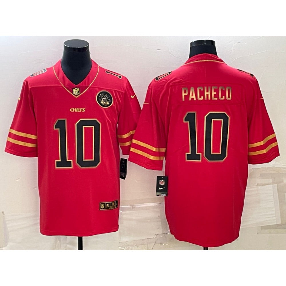 Men's Kansas City Chiefs #10 Isiah Pacheco Red Gold Vapor Untouchable Limited Stitched Jersey 