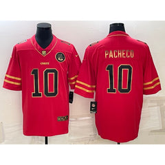 Men's Kansas City Chiefs #10 Isiah Pacheco Red Gold Vapor Untouchable Limited Stitched Jersey 
