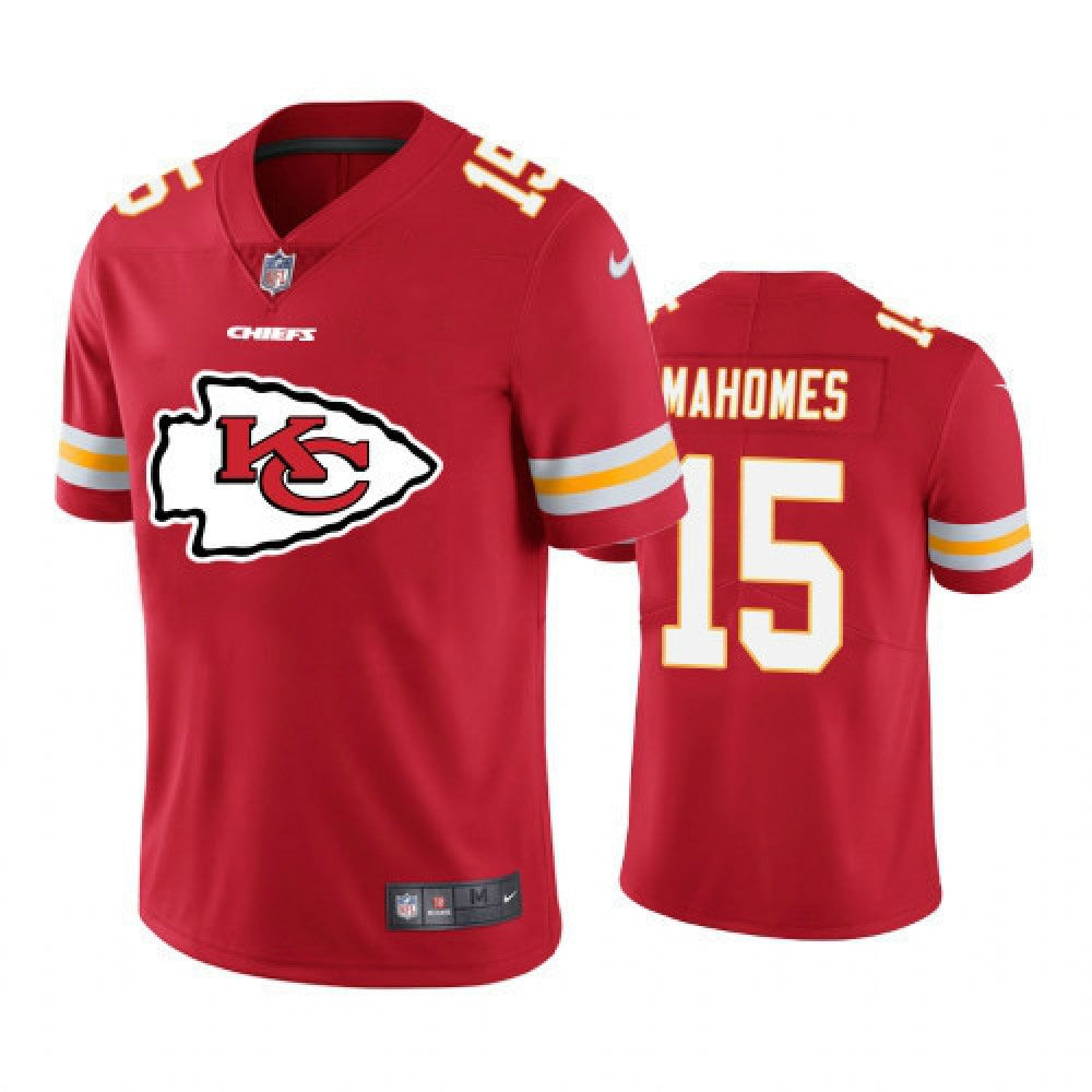 Men's Kansas City Chiefs #15 Patrick Mahomes Red 2020 Team Big Logo Limited Stitched Jersey 