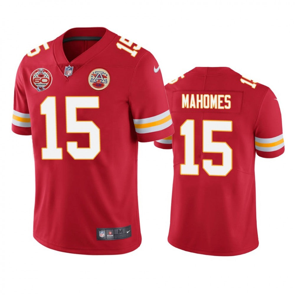 Men's Kansas City Chiefs #15 Patrick Mahomes Red 2019 60th Anniversary Limited Stitched NFL Jersey 