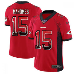 Men's Kansas City Chiefs #15 Patrick Mahomes Red 2019 100th Season Drift Fashion Color Rush Limited Stitched NFL Jersey 