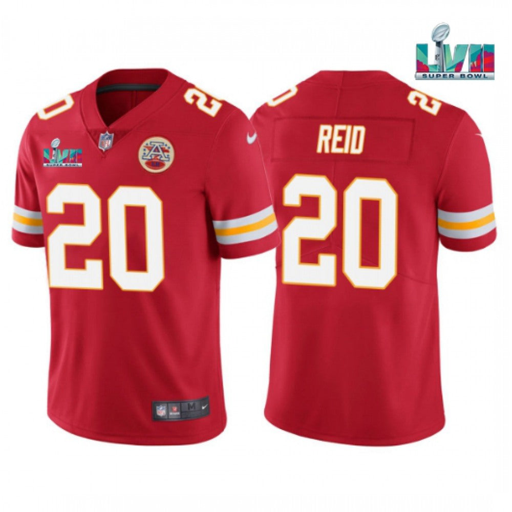 Men's Kansas City Chiefs #20 Justin Reid Red Super Bowl LVII Patch Vapor Untouchable Limited Stitched Jersey 