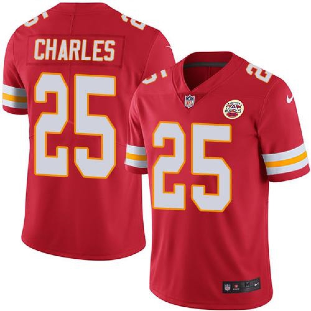 Chiefs #25 Jamaal Charles Red Men's Stitched NFL Limited Rush Jersey 