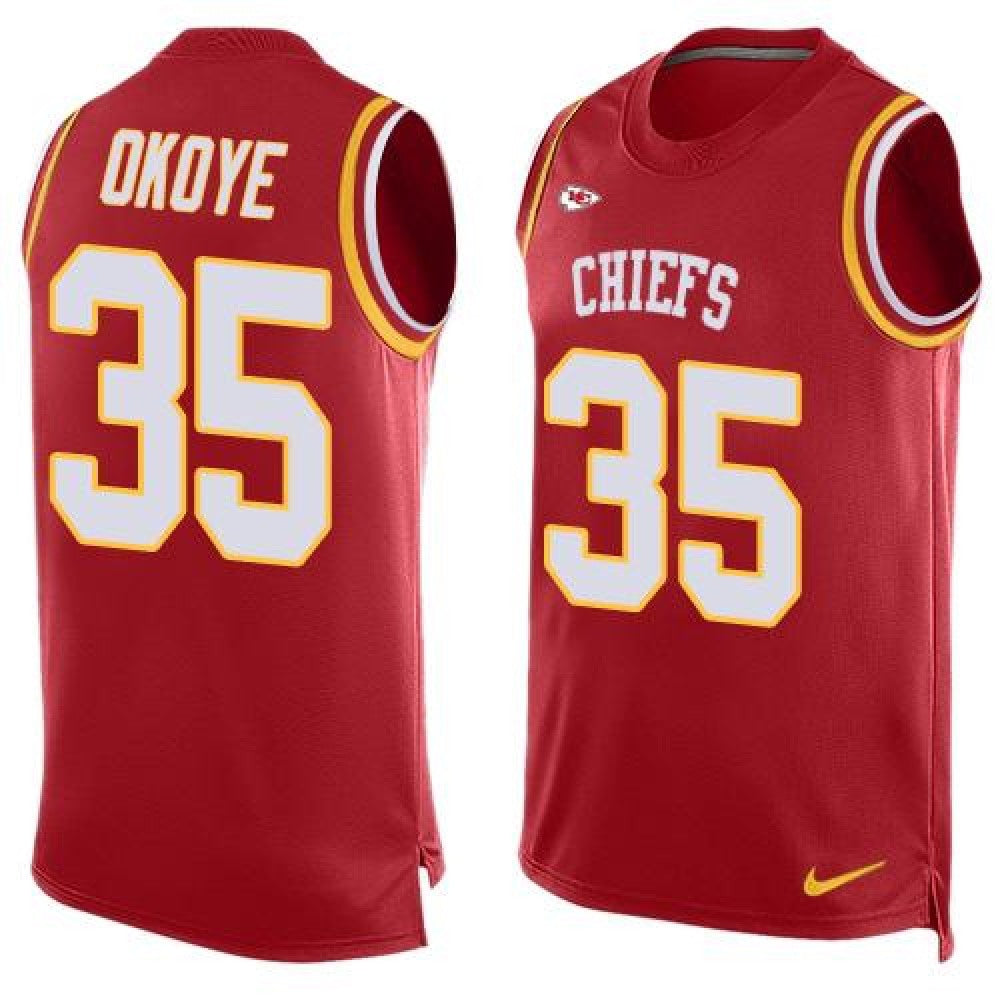 Chiefs #35 Christian Okoye Red Team Color Men's Stitched NFL Limited Tank Top Jersey 