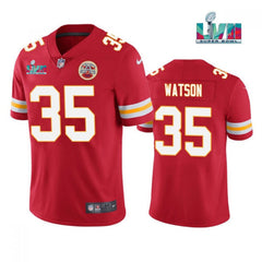 Men's Kansas City Chiefs #35 Jaylen Watson Red Super Bowl LVII Patch Vapor Untouchable Limited Stitched Jersey 