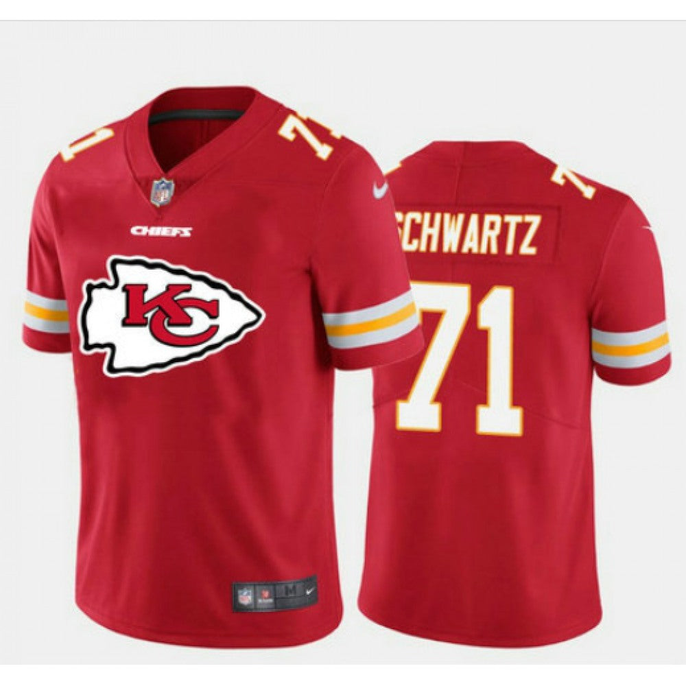 Men's Kansas City Chiefs #71 Mitchell Schwartz Red 2020 Red Team Big Logo Limited Stitched Jersey 
