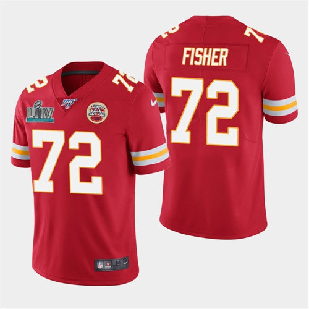 Men's Kansas City Chiefs #72 Eric Fisher Red Super Bowl LIV With 100th Season Patch Vapor Untouchable Limited Stitched NFL Jersey 