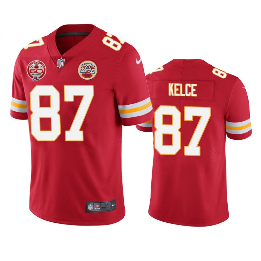 Men's Kansas City Chiefs #87 Travis Kelce Red 2019 60th Anniversary Limited Stitched NFL Jersey 