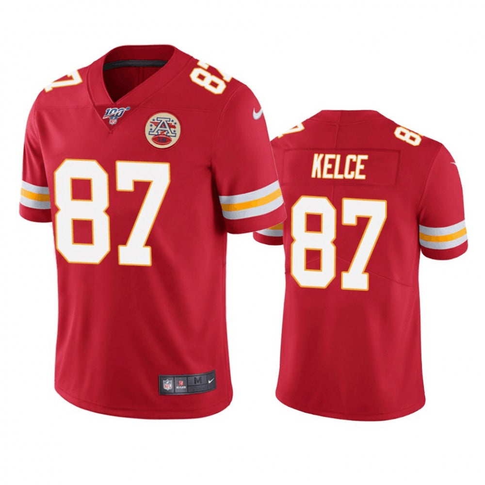 Men's Kansas City Chiefs #87 Travis Kelce Red 2019 100th Season Vapor Untouchable Limited Stitched NFL Jersey 