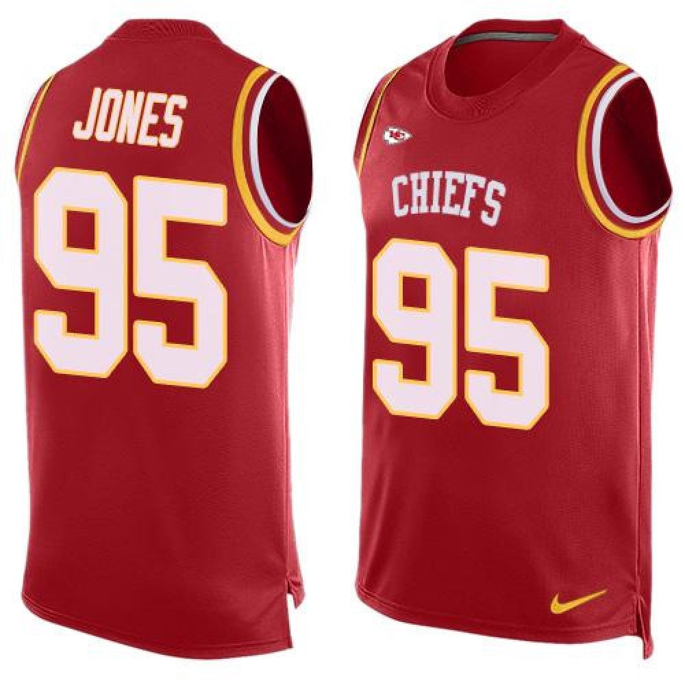 Chiefs #95 Chris Jones Red Team Color Men's Stitched NFL Limited Tank Top Jersey 