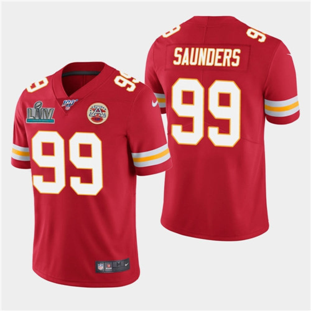 Men's Kansas City Chiefs #99 Khalen Saunders Red Super Bowl LIV With 100th Season Patch Vapor Untouchable Limited Stitched NFL Jersey 
