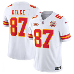 Men's Kansas City Chiefs #87 Travis Kelce White 2023 F.U.S.E. With "NKH" Patch Vapor Untouchable Limited Stitched Jersey 