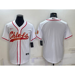 Men's Kansas City Chiefs Blank White With Patch Cool Base Stitched Baseball Jersey 