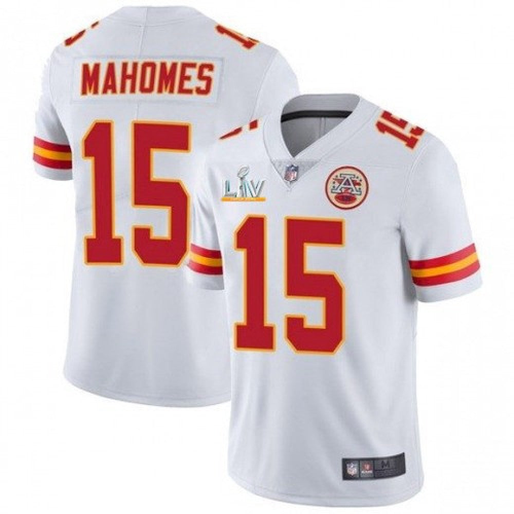 Men's Kansas City Chiefs #15 Patrick Mahomes White 2021 Super Bowl LV Stitched NFL Jersey 