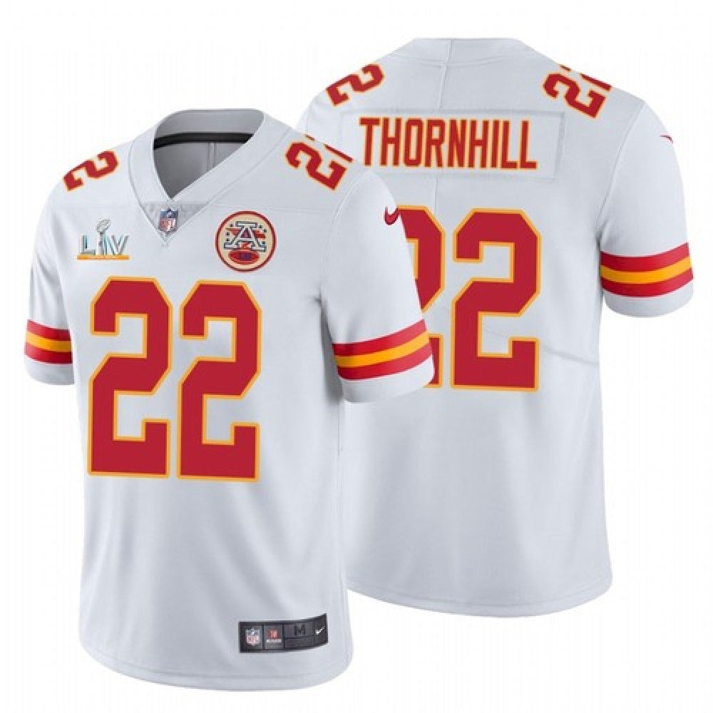 Men's Kansas City Chiefs #22 Juan Thornhill White 2021 Super Bowl LV Stitched NFL Jersey 