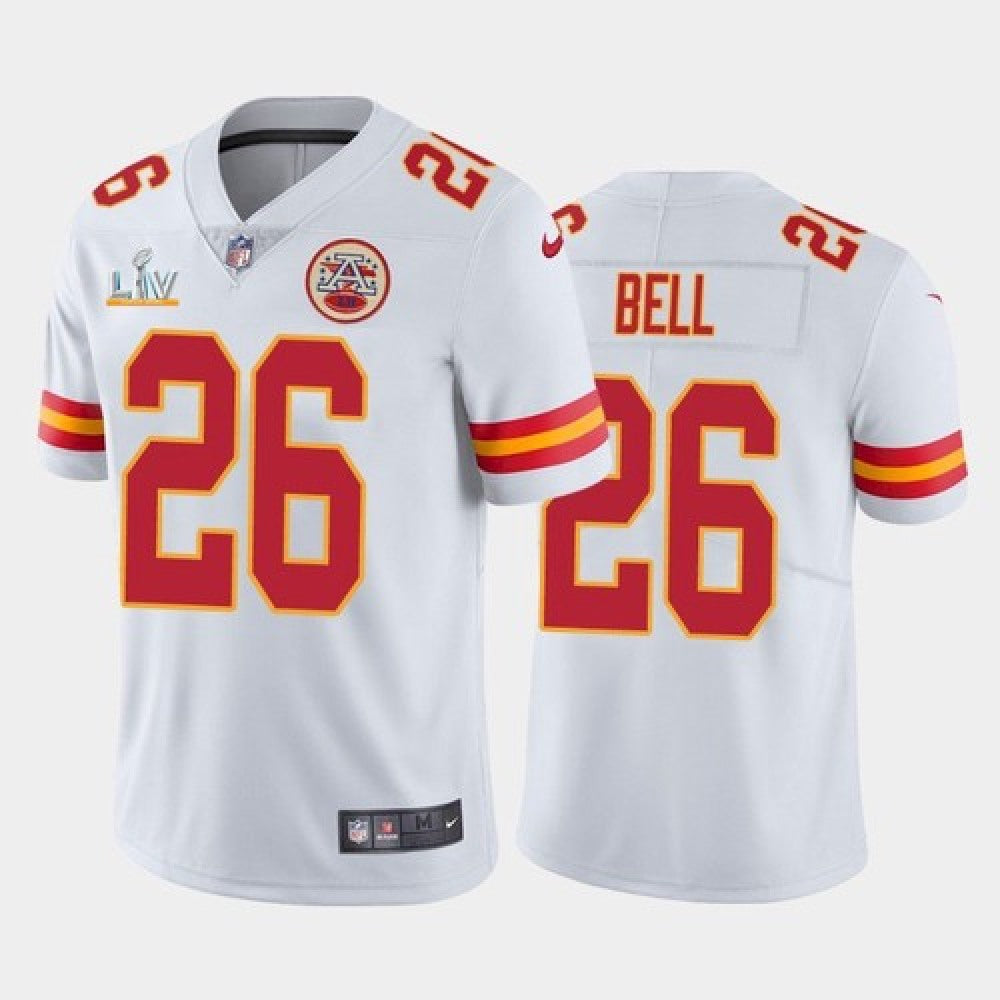 Men's Kansas City Chiefs #26 Le'Veon Bell White 2021 Super Bowl LV Stitched NFL Jersey 