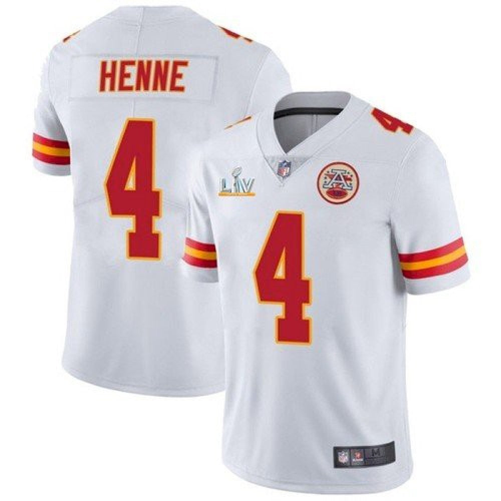 Men's Kansas City Chiefs #4 Chad Henne White 2021 Super Bowl LV Stitched NFL Jersey 